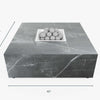 Dimension diagram of the square OuterStone fire pit table labeled in inches