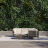 Close view of the square OuterStone fire pit table surface and burner