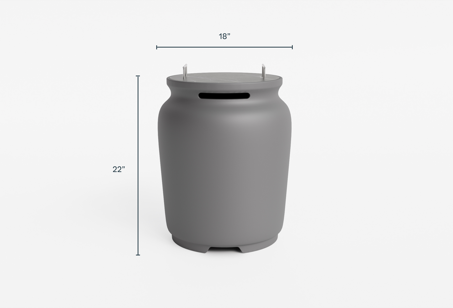 Dimension diagram of the OuterStone propane tank cover labeled in inches