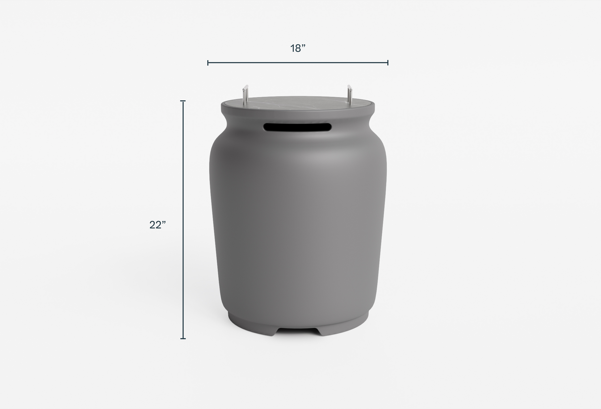 Dimension diagram of the OuterStone propane tank cover labeled in inches